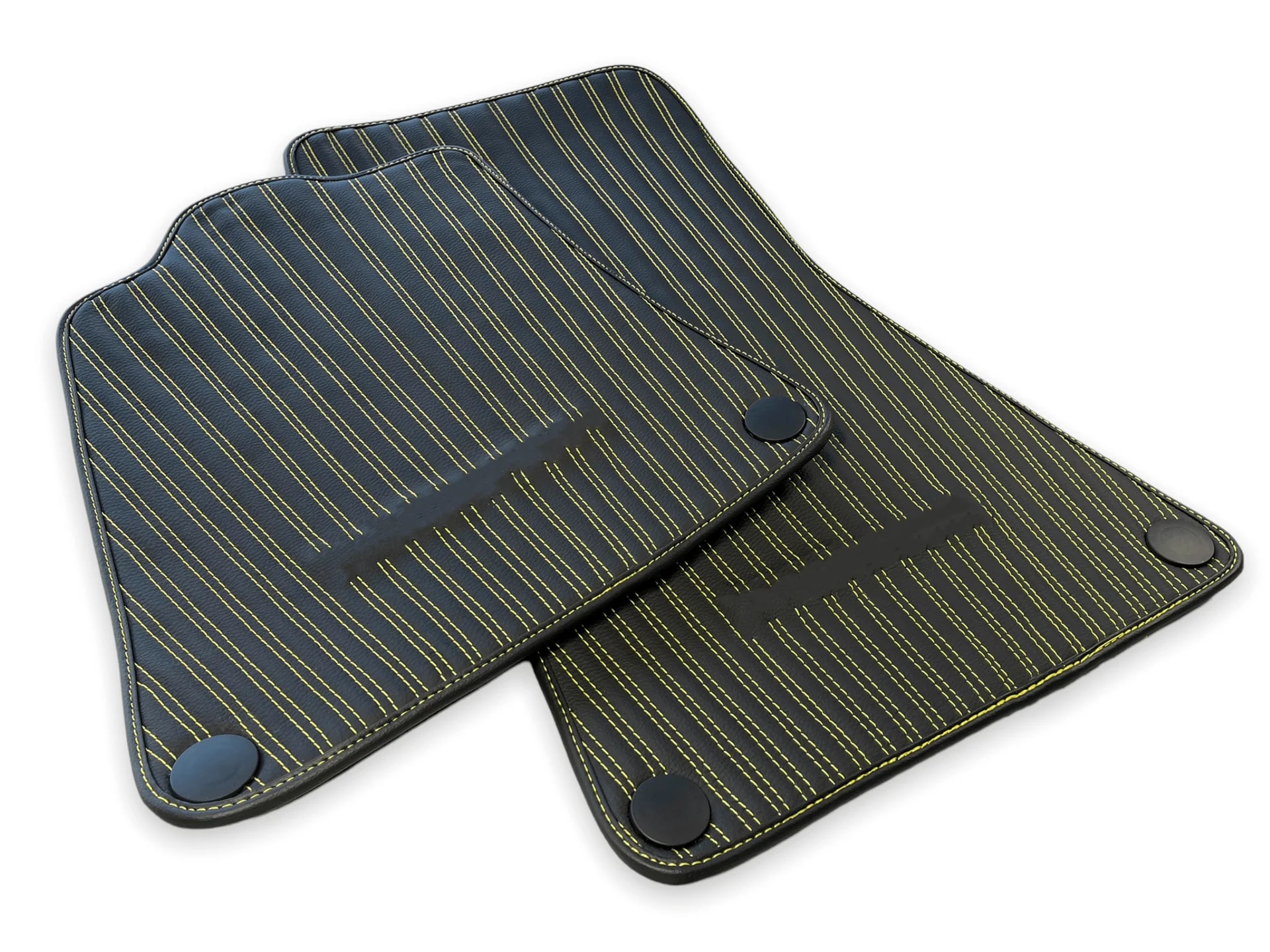 Premium leather floor mats for McLaren 570S with yellow stitching