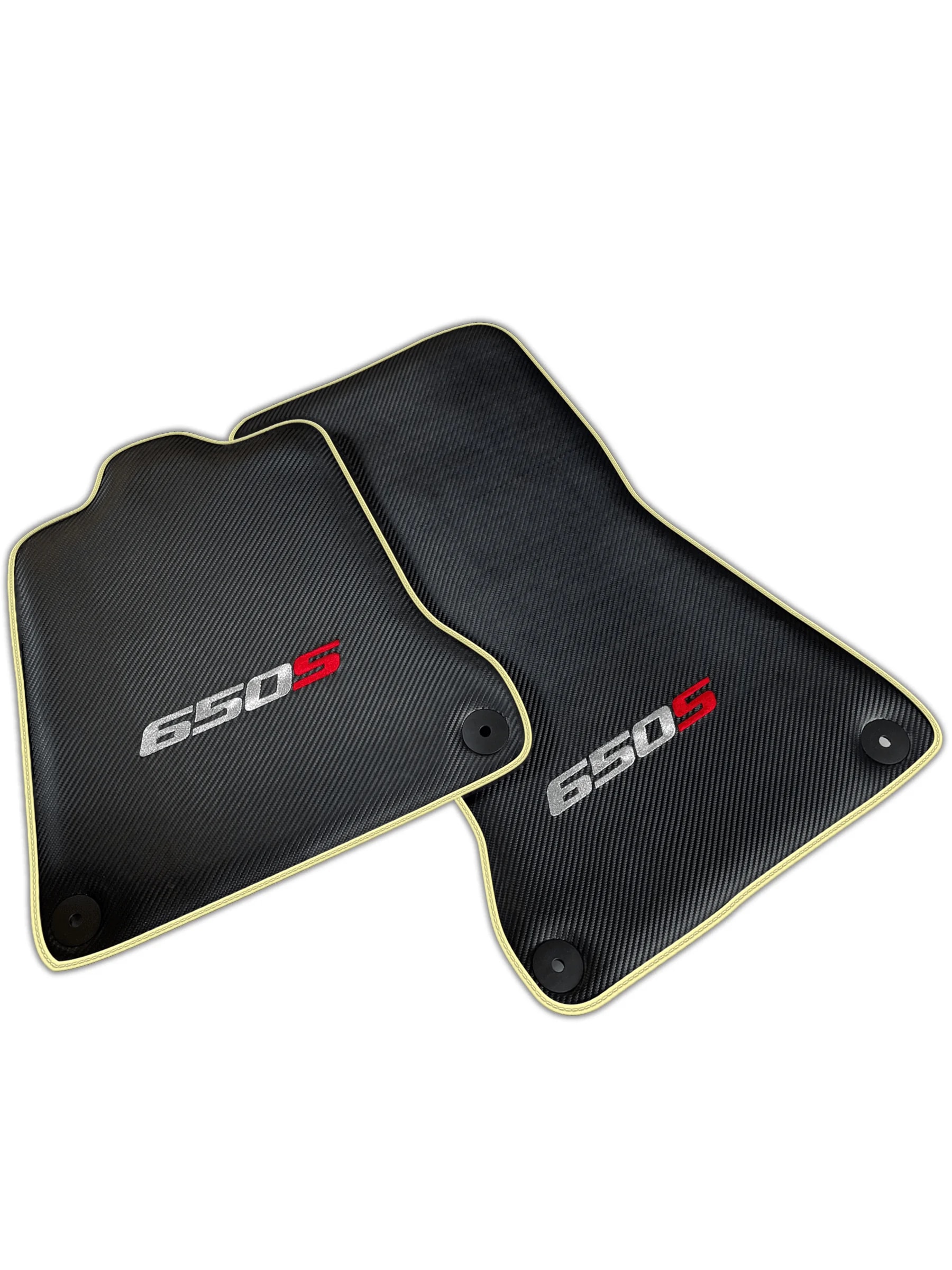 Carbon Fiber Black Floor Mats for McLaren 650S - Front View