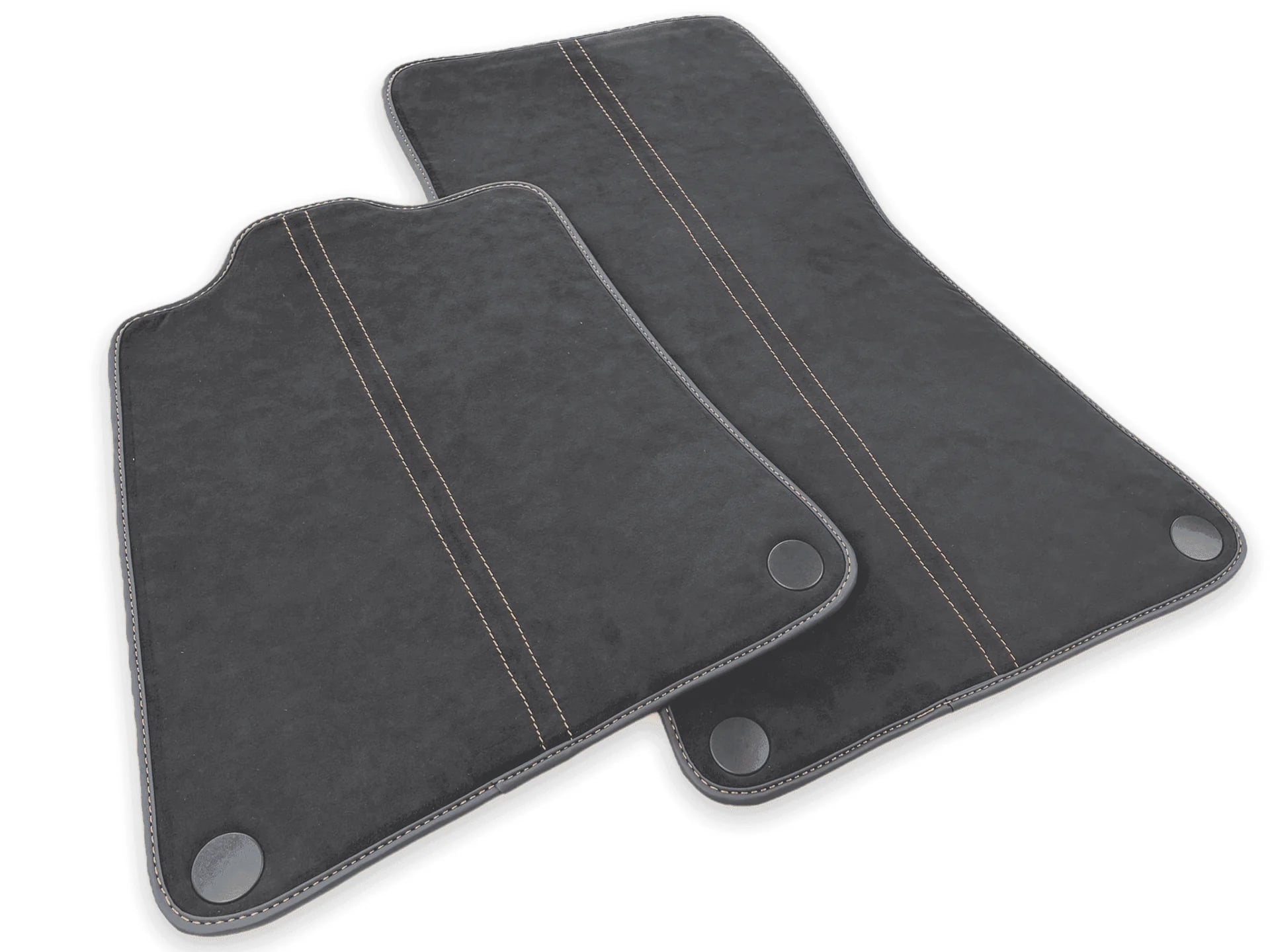 Floor Mats For McLaren 650S (2015-2018) Alcantara Black Tailored Carpets With Orange Sewing