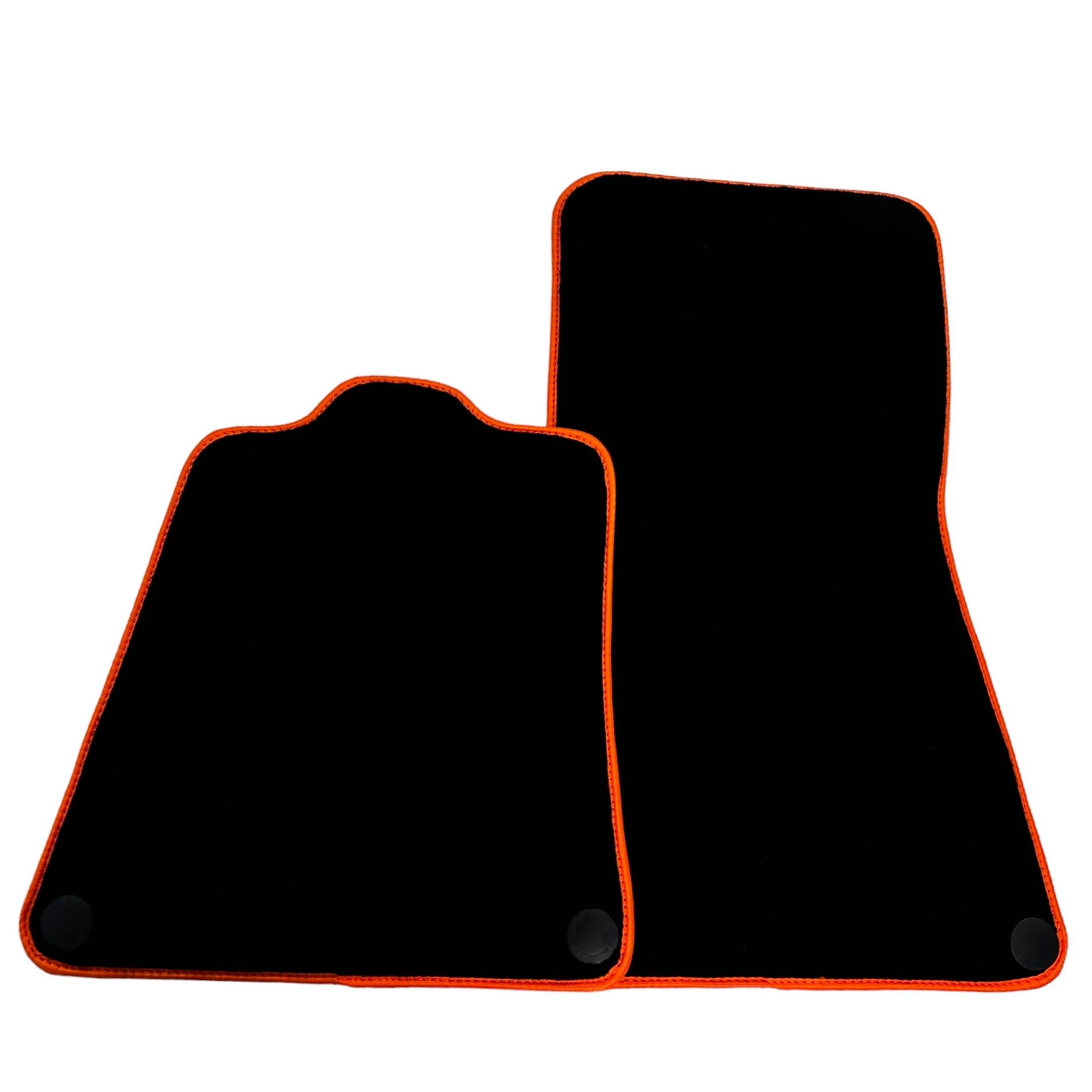 McLaren 650S custom fit floor mats in premium quality, designed for precise fitment with stylish orange trim.