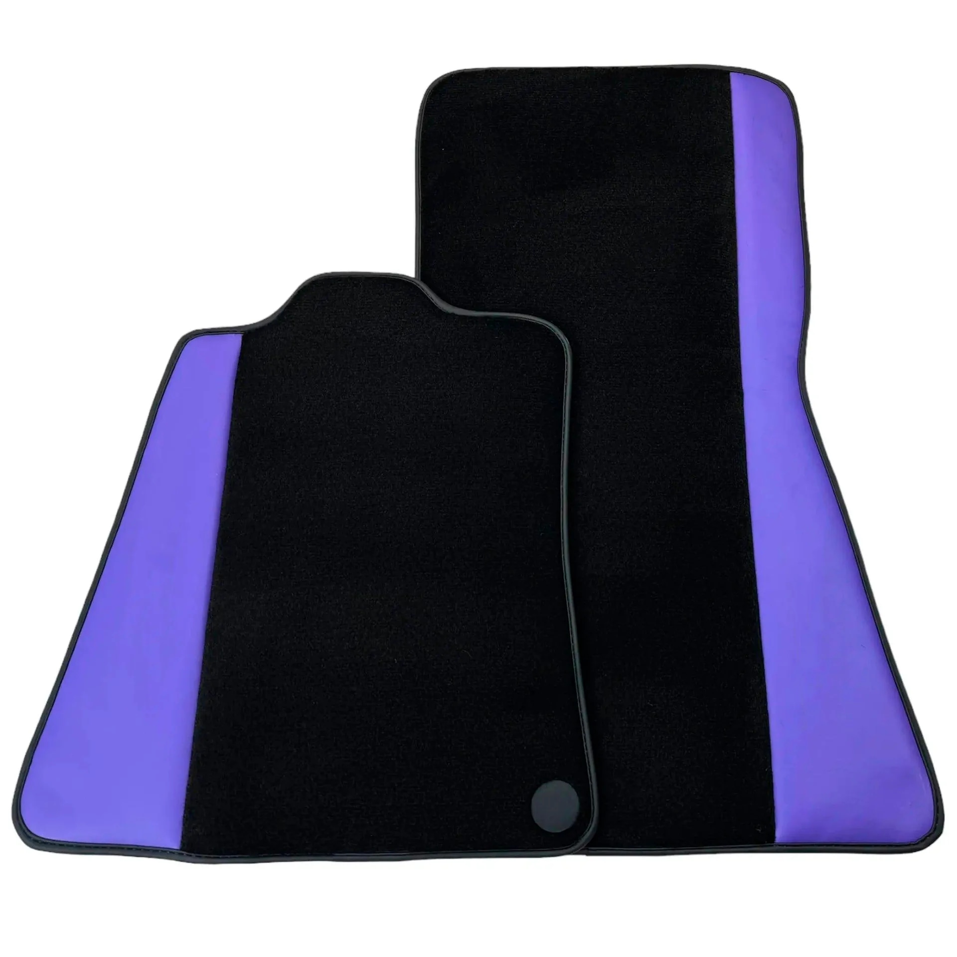 McLaren 650S custom fit floor mats, premium quality with precise fitment, featuring a sleek black and purple design.