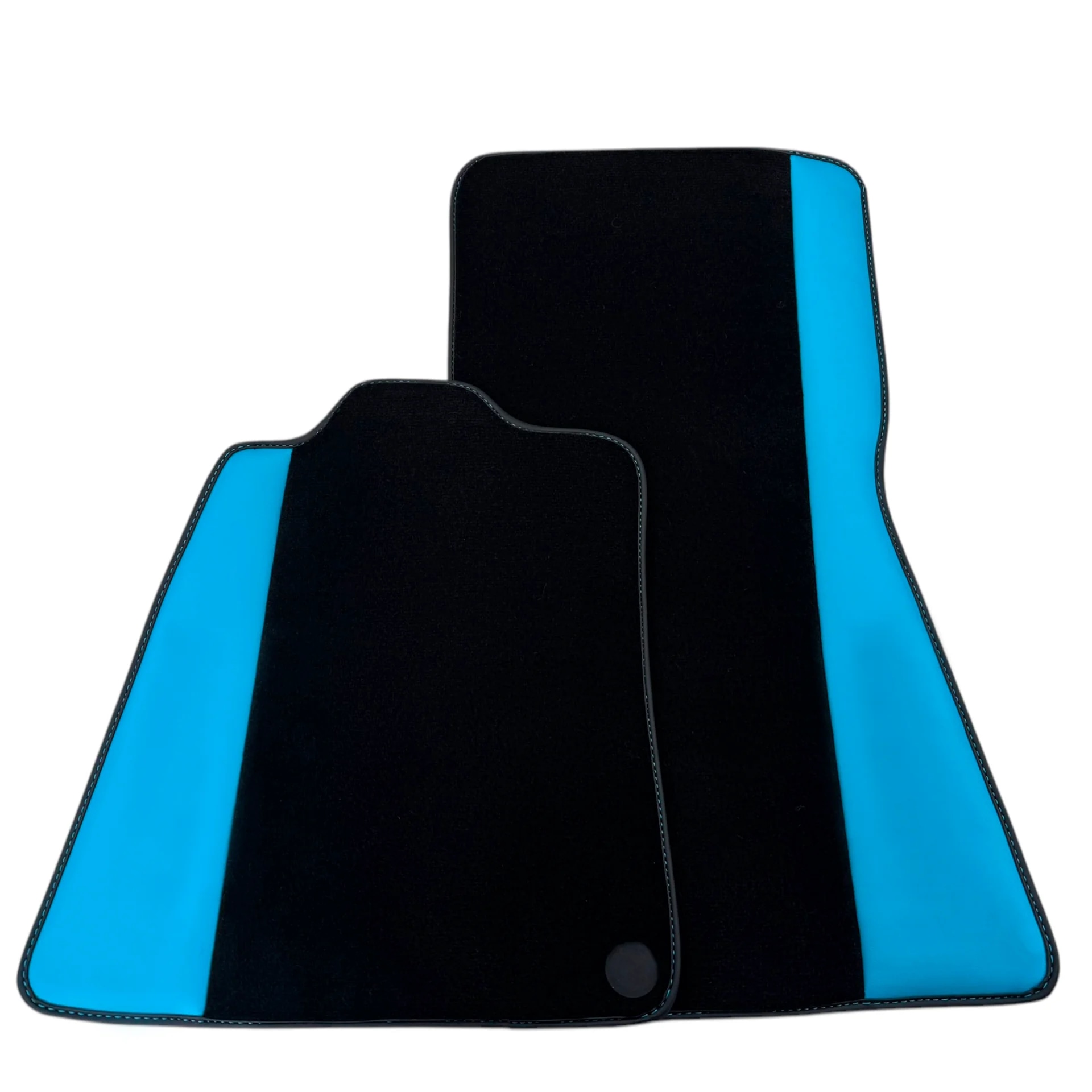 McLaren 750S custom fit floor mats, premium quality with precise fitment, featuring stylish black and blue design.