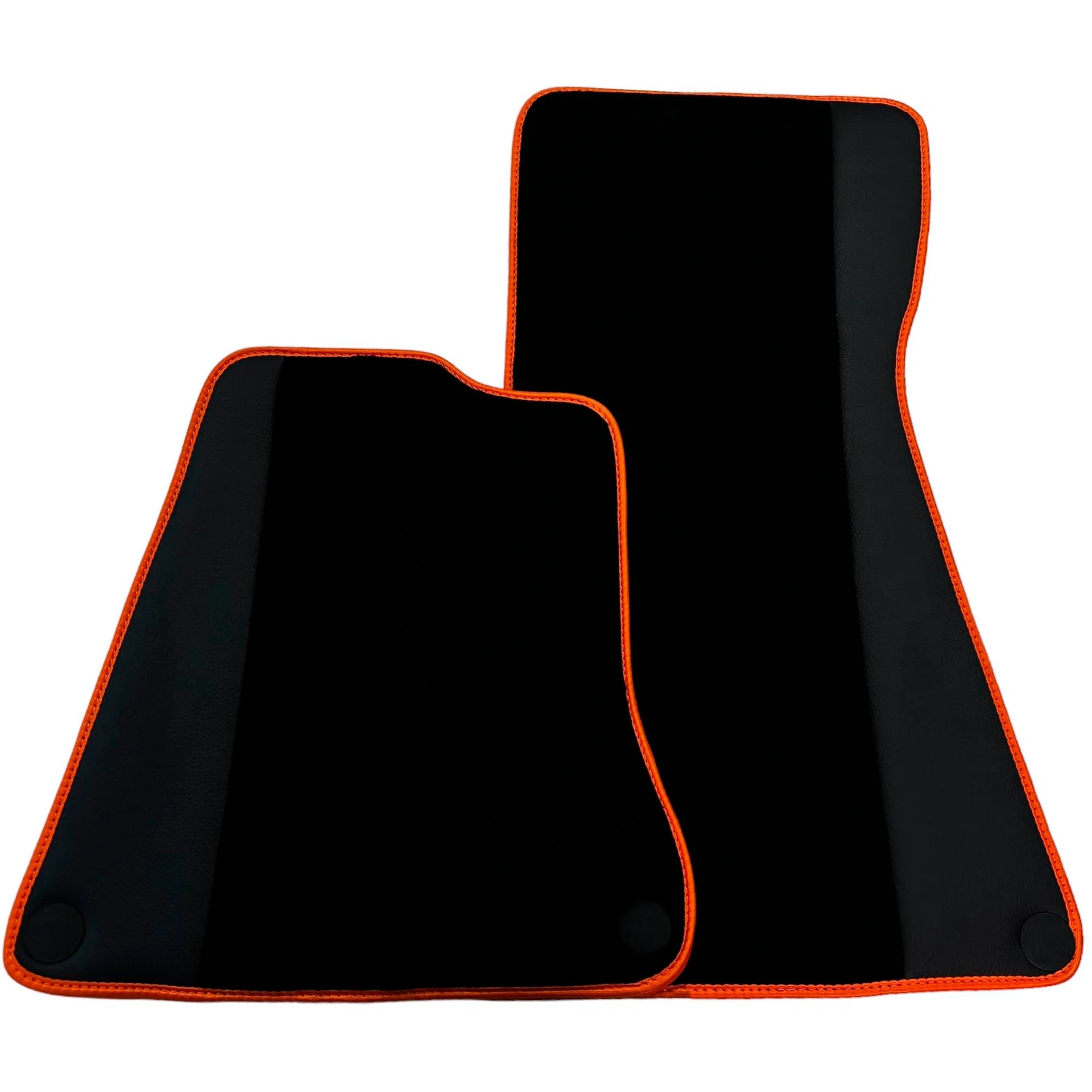 McLaren MP4-12C floor mats, custom fit, premium quality, precise fitment with stylish orange trim for maximum protection.