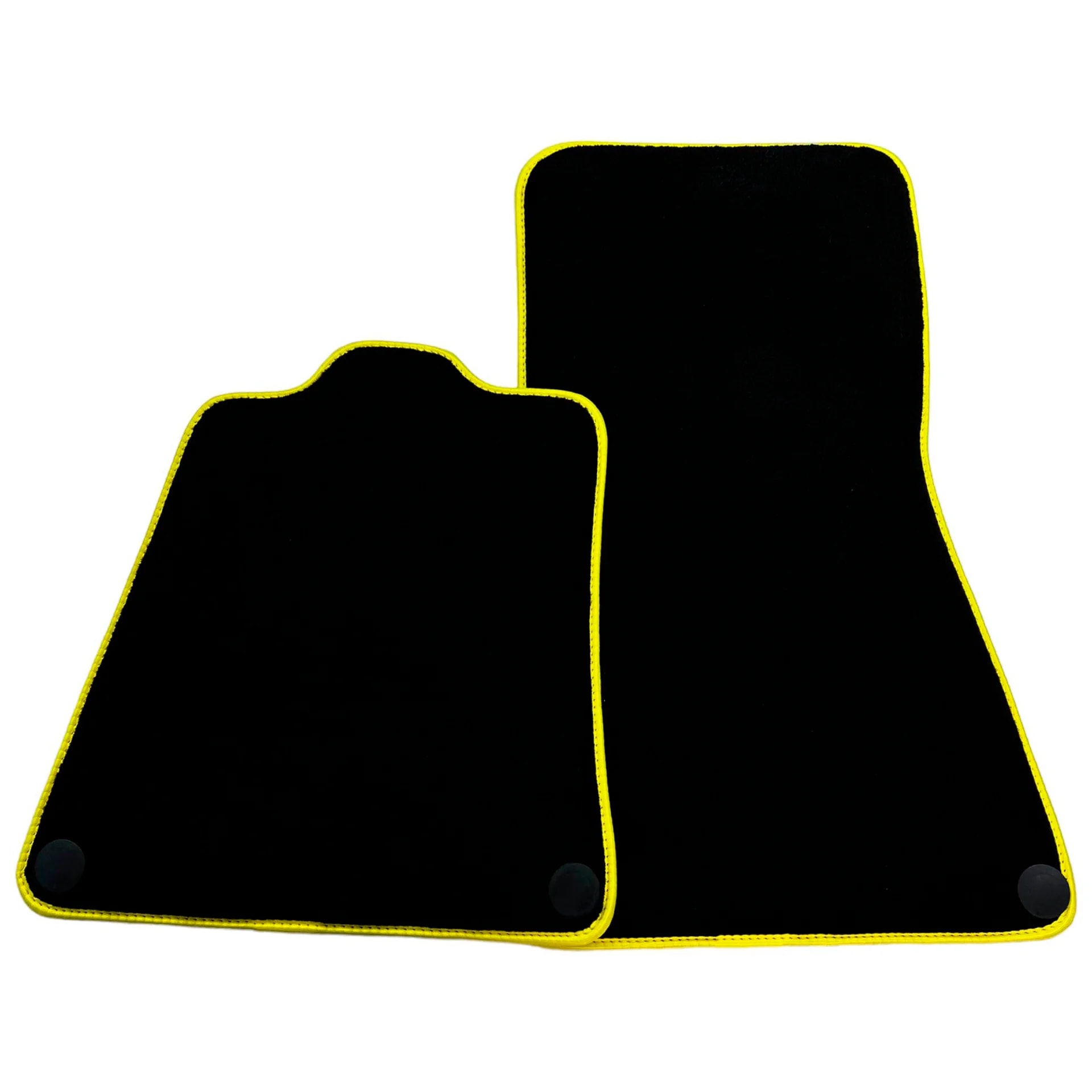 Luxury floor mats for McLaren MP4-12C in black with yellow trim